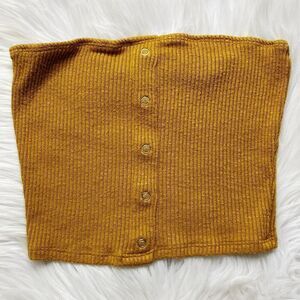Better Be Ribbed Button Down Tube Top Mustard Yellow Size Small